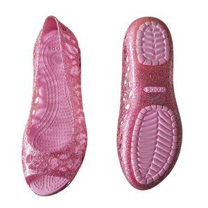 CROCS Pink Glitter Kids Jelly Isabella Sandals Size 2 (8.1 inches long) Flats
